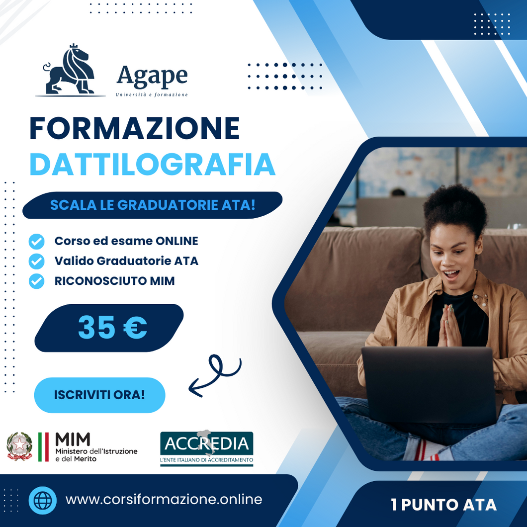 Dattilografia corso ed esame online riconosciuto dal MIM